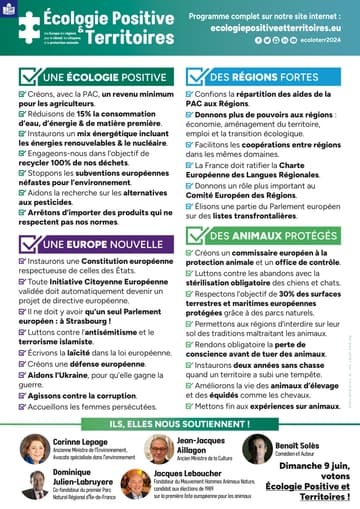 Profession de foi (Facile À Lire et à Comprendre) de la liste Écologie positive et territoires - Elections Européennes 2024