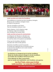 Profession de foi (Facile À Lire et à Comprendre) de la liste Lutte ouvrière le camp des travailleurs - Elections Européennes 2024 page 1