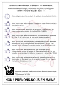 Profession de foi (Facile À Lire et à Comprendre) de la liste Non! Prenons-nous en mains! - Elections Européennes 2024 page 1