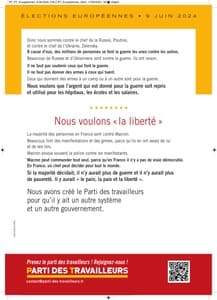 Profession de foi (Facile À Lire et à Comprendre) de la liste Pour le pain, la paix, la liberté! - Elections Européennes 2024 page 1