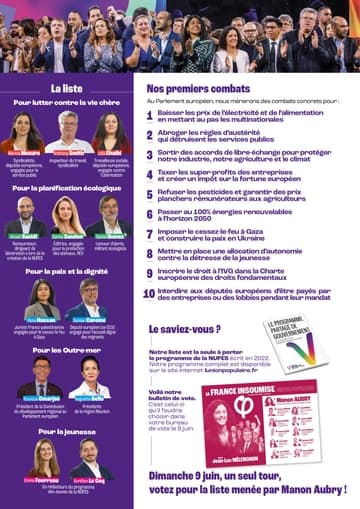 Profession de foi de la liste La France insoumise Union populaire - Elections Européennes 2024