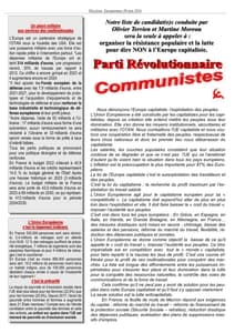 Profession de foi de la liste Parti Révolutionnaire Communistes - Elections Européennes 2024 page 2