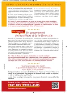 Profession de foi de la liste Pour le pain, la paix, la liberté! - Elections Européennes 2024 page 1