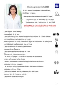 Profession de foi (Facile À Lire et à Comprendre) d'Anne Hidalgo au premier tour de l'élection présidentielle 2022 page 1