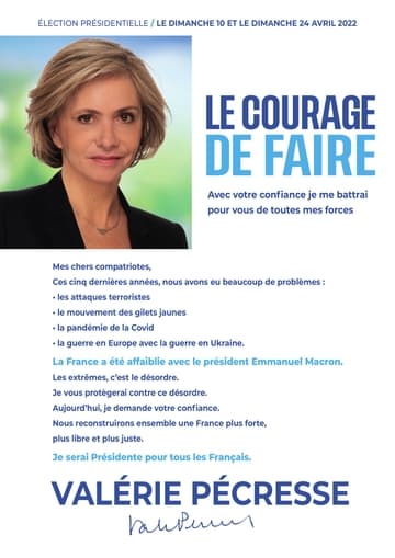 Profession de foi (Facile À Lire et à Comprendre) de Valérie Pécresse au premier tour de l'élection présidentielle 2022