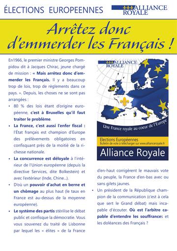 Profession Foi Une France Royale Au Coeur De L'Europe - Elections Européennes 2019