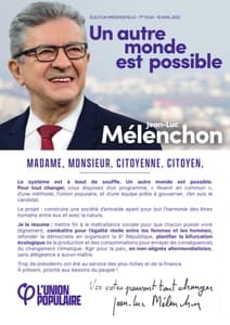Profession de foi de Jean-Luc Mélenchon au premier tour de l'élection présidentielle 2022 page 1