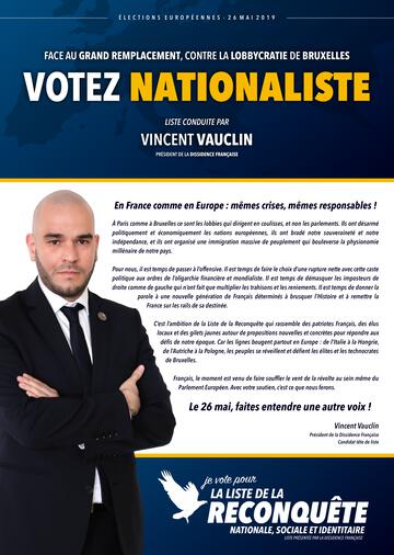 Profession Foi Liste De La Reconquête - Elections Européennes 2019