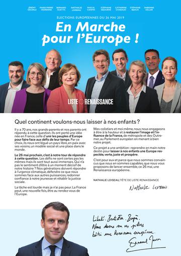 Profession Foi Renaissance - Elections Européennes 2019