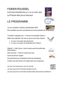 Programme adapté (FALC) de Fabien Roussel à l'élection présidentielle 2022 page 1