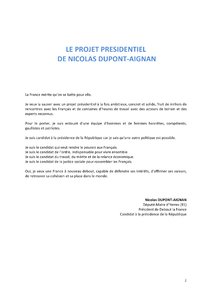 Programme de Nicolas Dupont-Aignan à l'élection présidentielle 2017 page 2